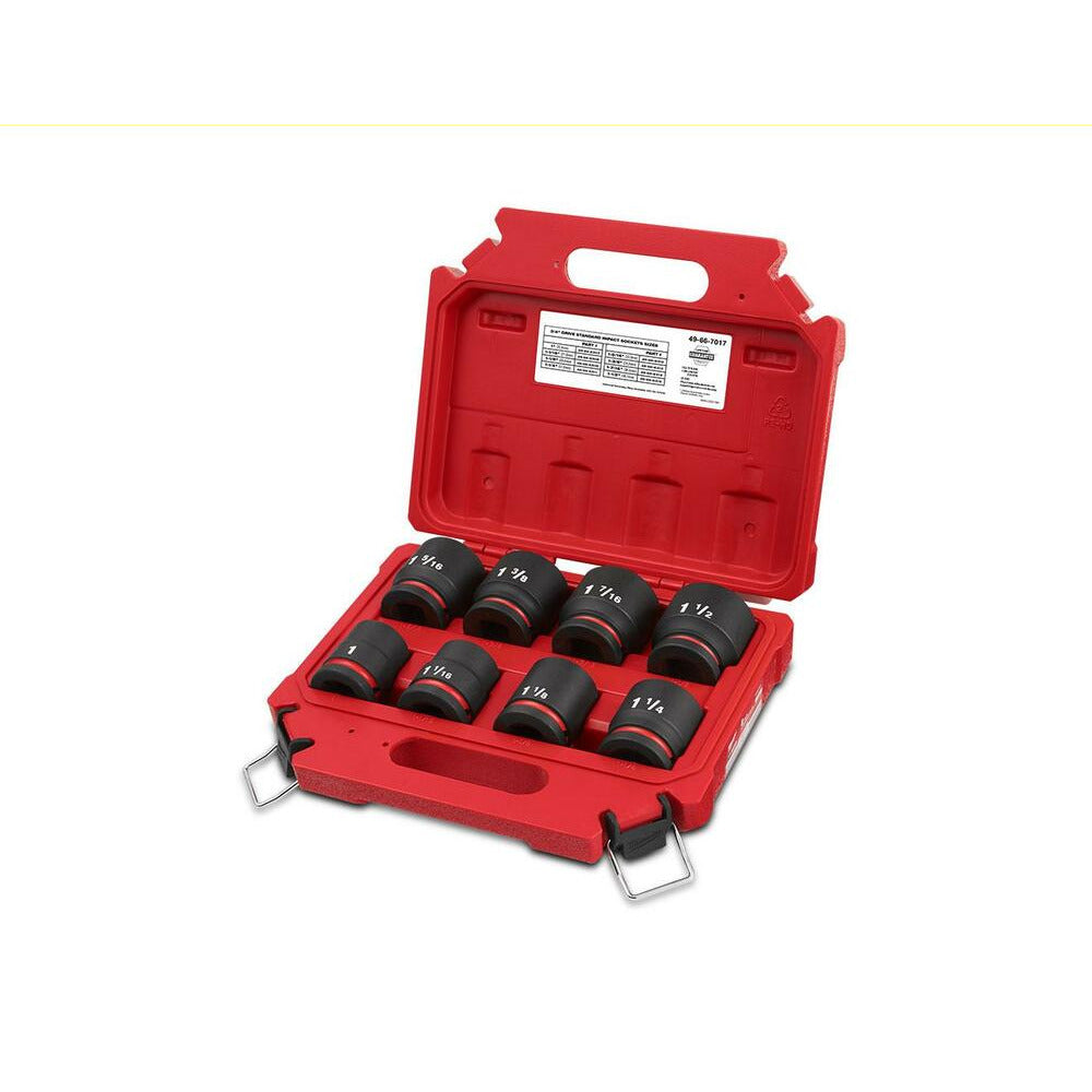 Milwaukee 49667017 Shockwave 3/4" Drive 8pce SAE Standard 6 Point Impact Socket Set