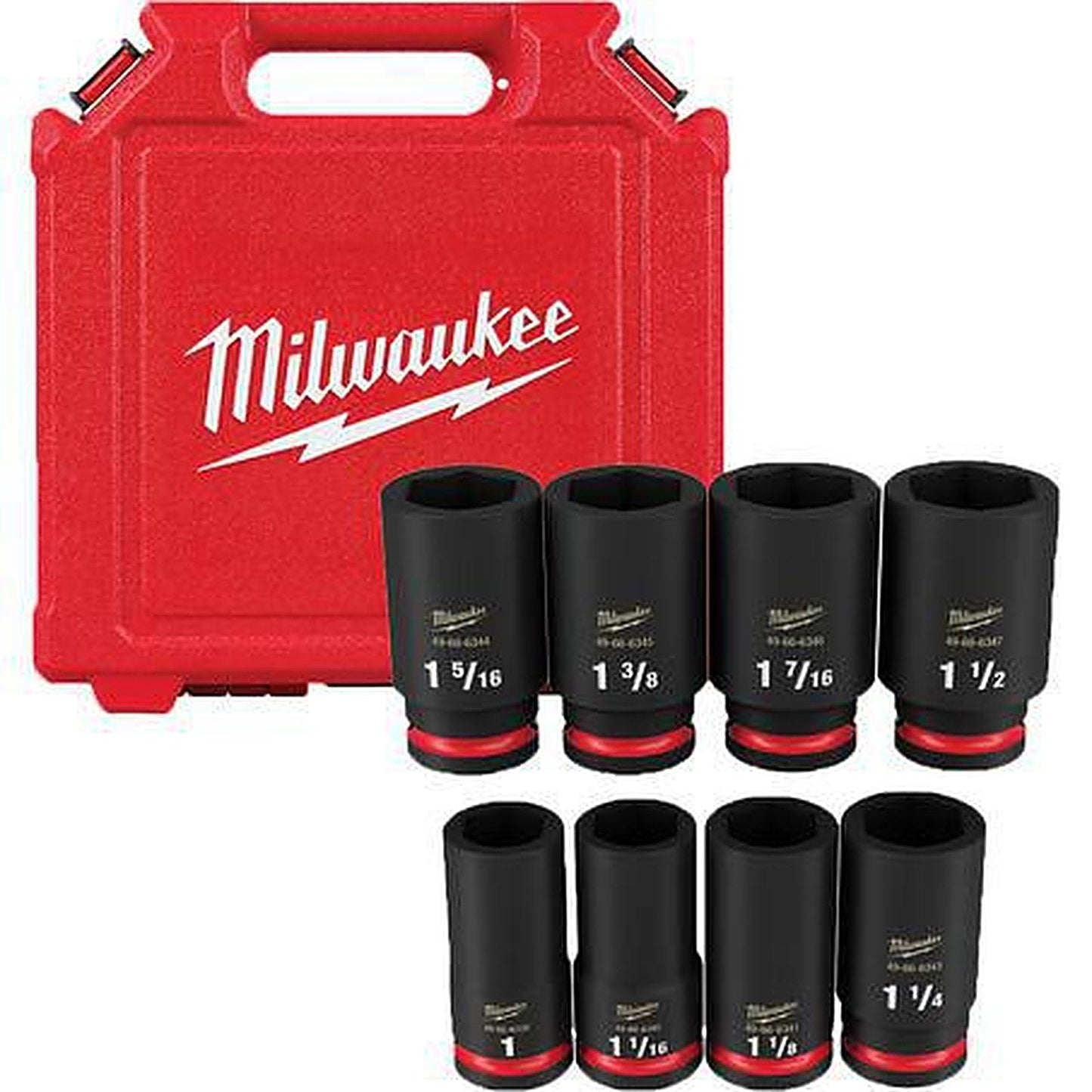 Milwaukee SHOCKWAVE 3/4in Drive 8PC SAE Deep 6 Point Impact Socket Set 49667018