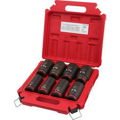 Milwaukee SHOCKWAVE 3/4in Drive 8PC SAE Deep 6 Point Impact Socket Set 49667018