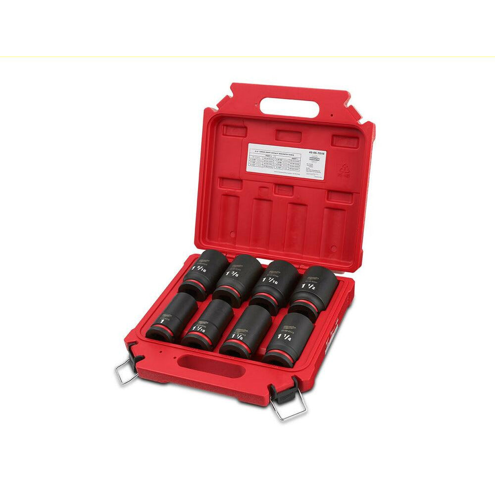 Milwaukee 49667018 Shockwave 3/4" Drive 8pce SAE Deep 6 Point Impact Socket Set