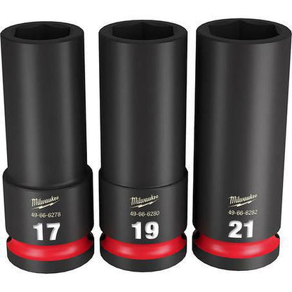 Milwaukee SHOCKWAVE 1/2in Drive 3PC Metric Deep 6 Point Impact Socket Set 49667025