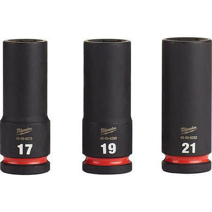 Milwaukee SHOCKWAVE 1/2in Drive 3PC Metric Deep 6 Point Impact Socket Set 49667025