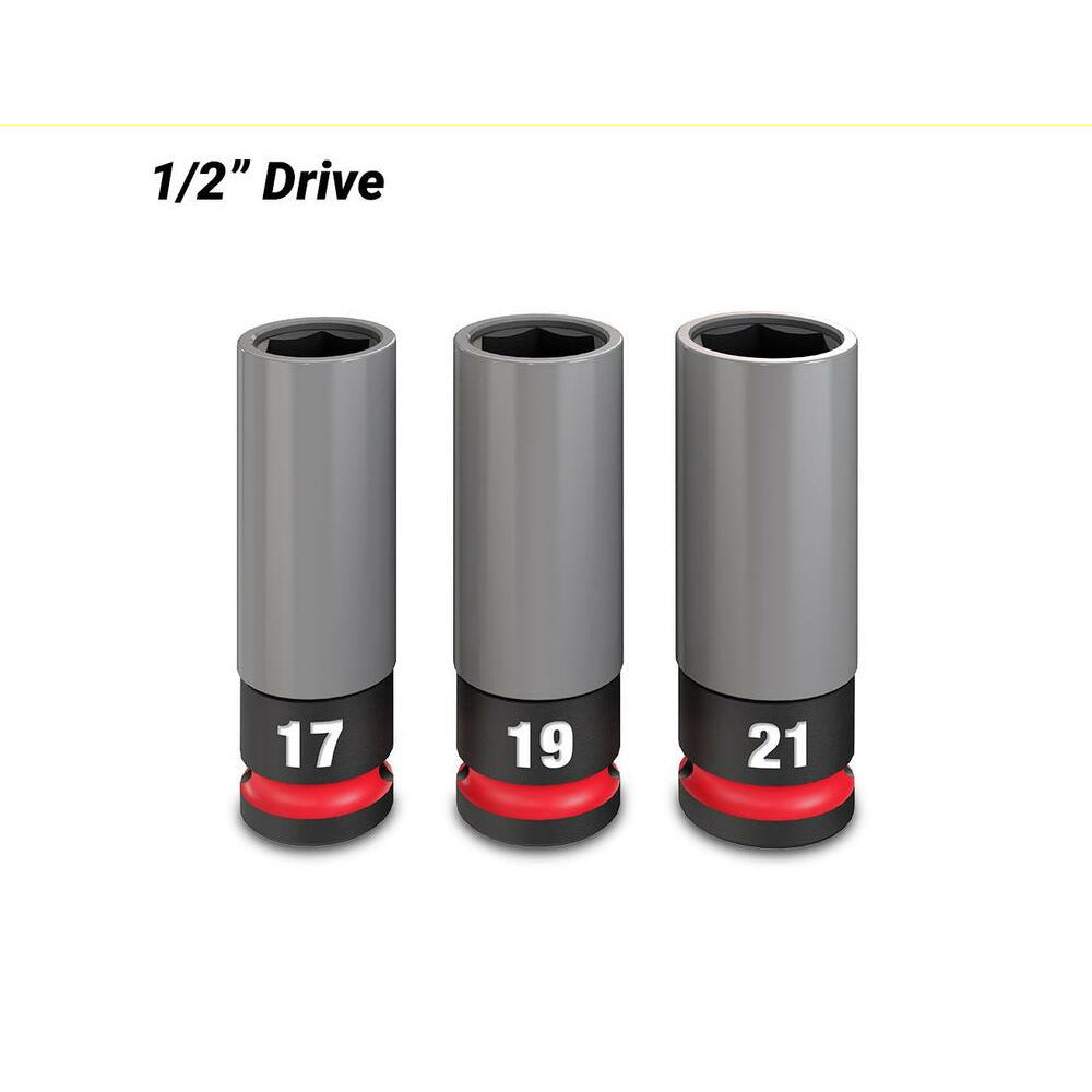 Milwaukee SHOCKWAVE Impact Duty 1/2in Drive 3PC Lug Nut Wheel Socket Set 49667830