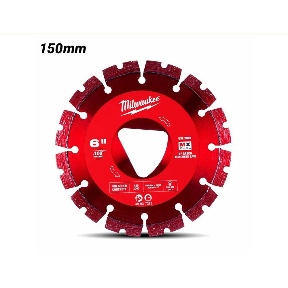 Milwaukee 49937263 150mm (6") Green Concrete Diamond Blade - Red