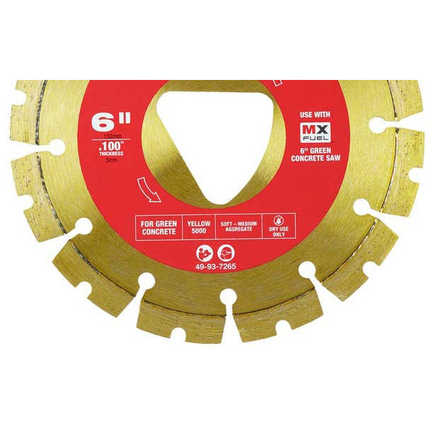 MILWAUKEE 150mm 6inch Green Concrete Diamond Blade - Yellow 49937265