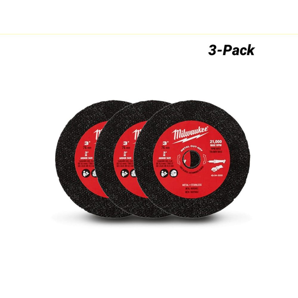 Milwaukee 49943000 3-Pack 76mm (3") Metal Cut Off Wheels