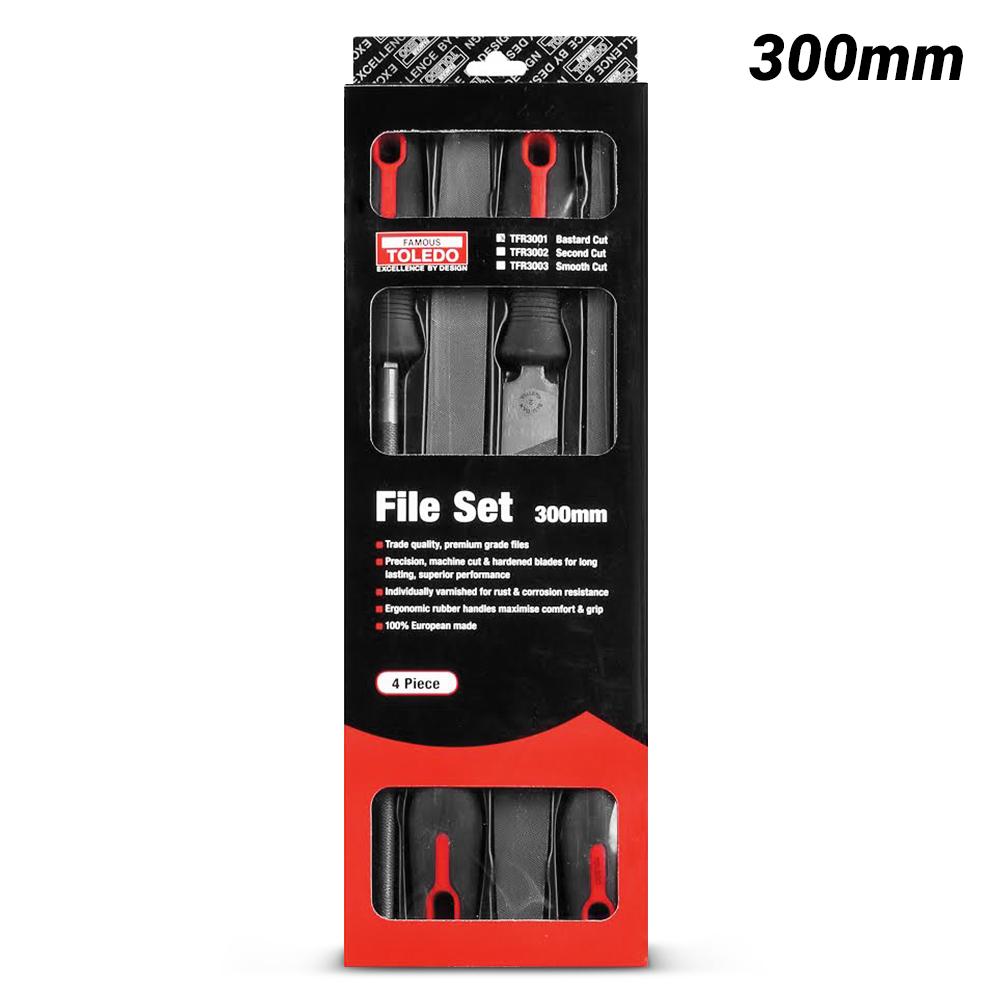 Toledo TFR3001 4pce 300mm Engineers' Bastard Cut File Set