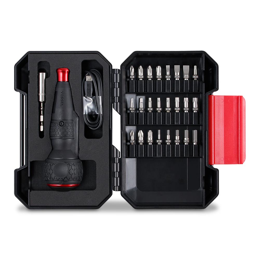 Vessel 220USB-25EB 3.6V Li-ion Cordless Rechargeable Ballgrip Screwdriver with 25pce Driver Bit Set