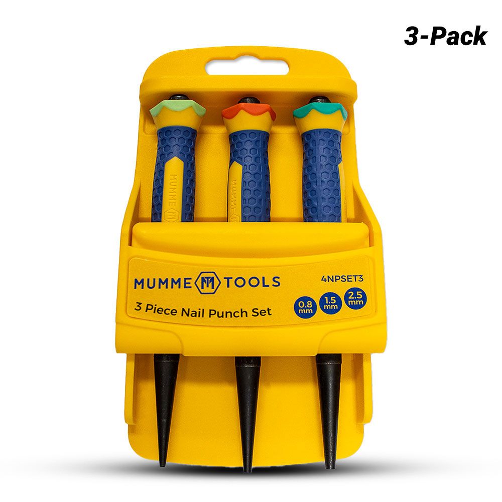 Mumme Tools 4NPSET3 3pce Nail Punch Set - 0.8mm, 1.5mm, 2.5mm Punches