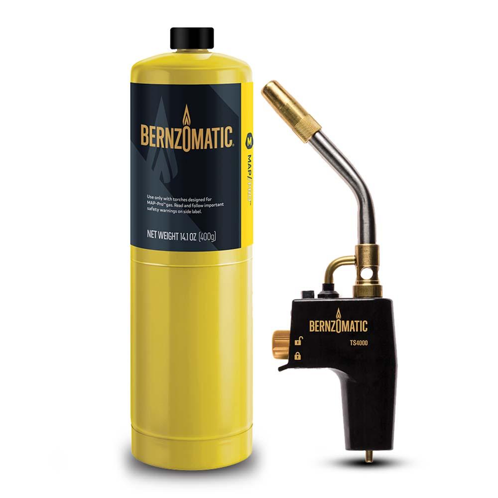 Bernzomatic TS4000TK 400g MAP-Pro Yellow Cylinder with Swirl Flame Trigger-Start Torch