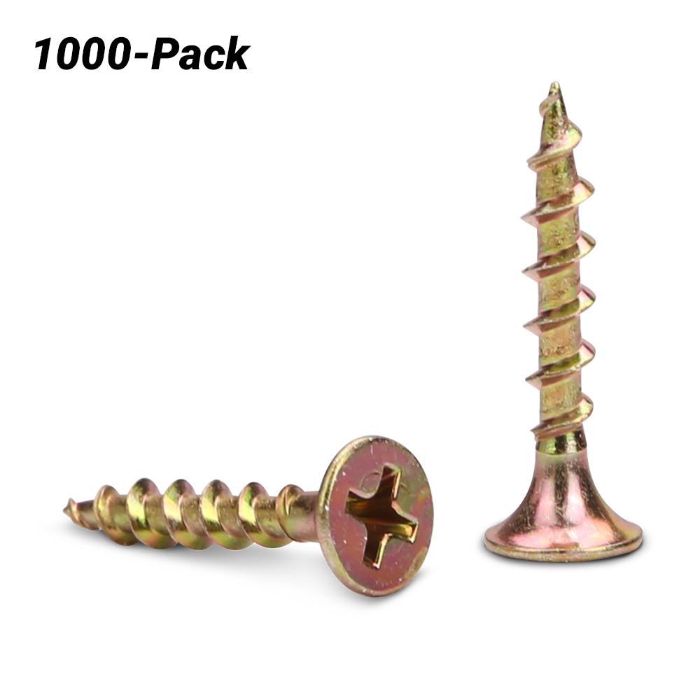 Fixed Fasteners FBH25 1000 Pack PH2 6G x 9TPI x 25mm Coarse Thread Yellow Zinc Drywall Screws