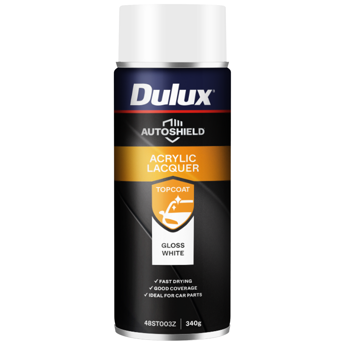 Dulux 340g White Gloss Autoshield Acrylic Lacquer Spray Paint