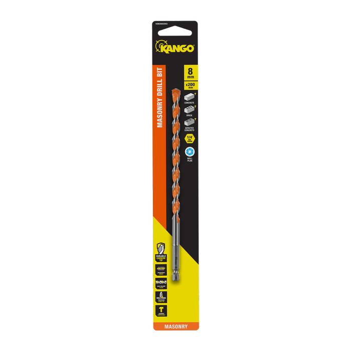 Kango 8 x 200mm 1/4" Masonry Drill Bit