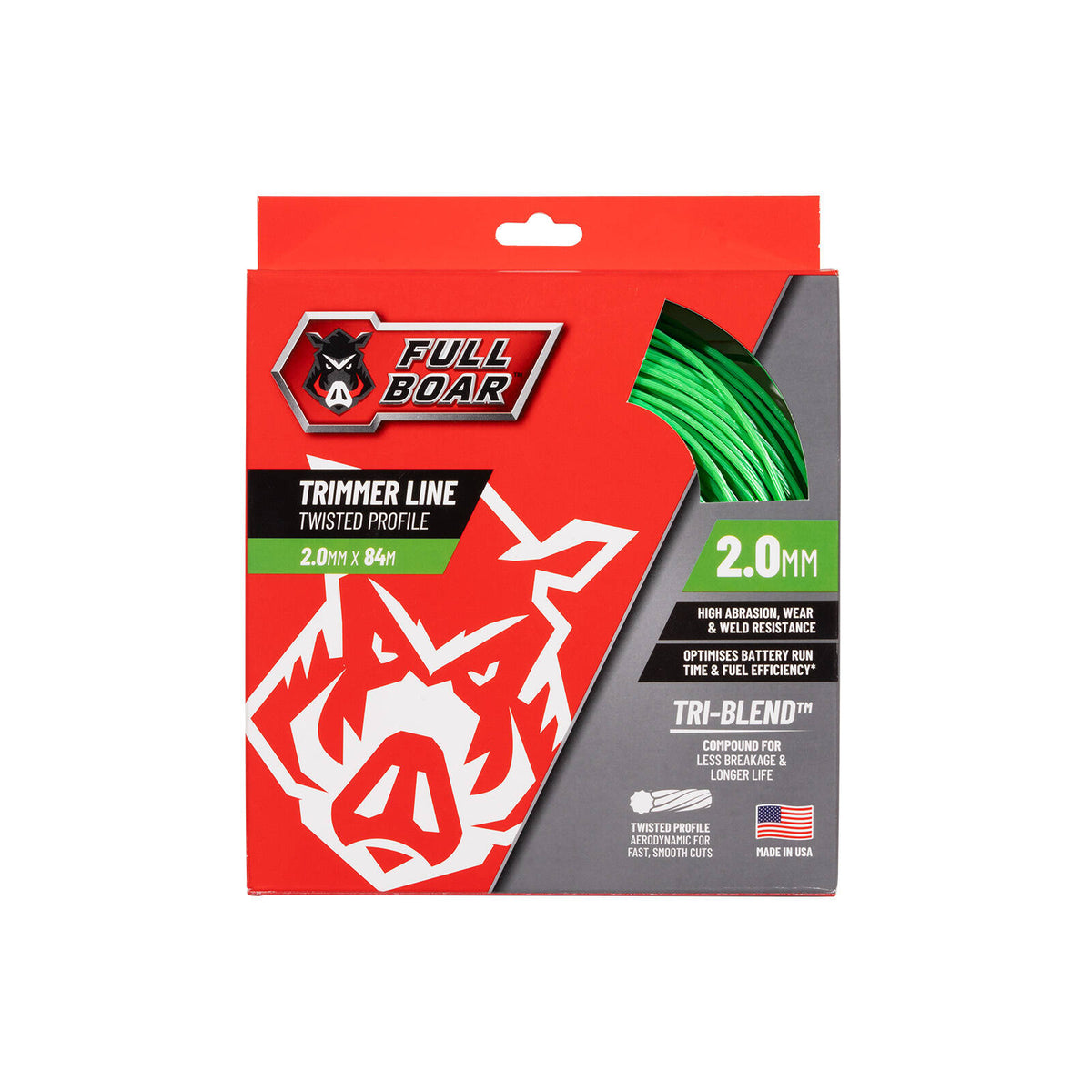 Full Boar 2.0mm x 84m Twisted Profile Trimmer Line FBTLT-2084