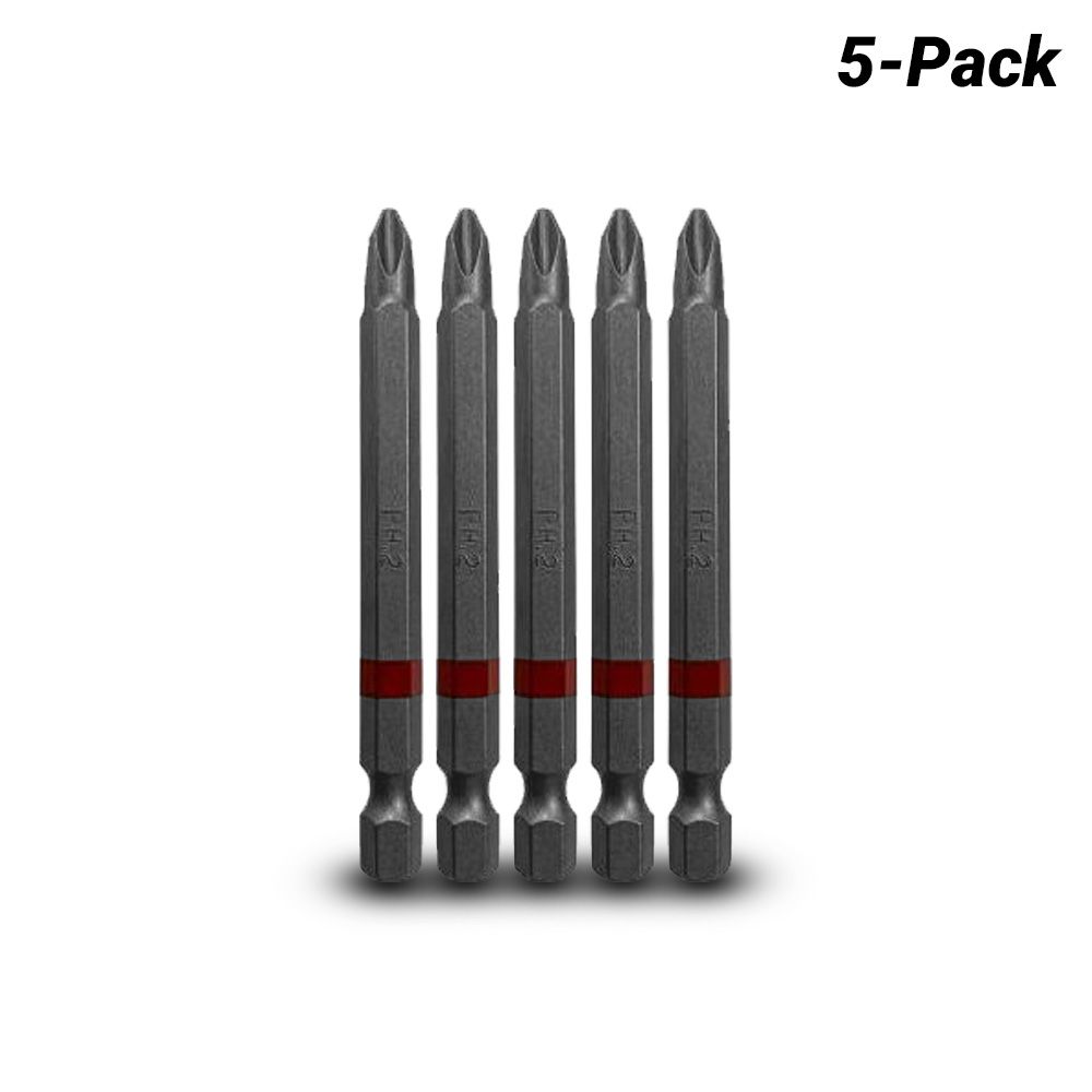Wattmaster WAT91002 5-Pack 75mm Phillips No 2 Magnetic Tip High Quality S2 Alloy Steel Power Bit