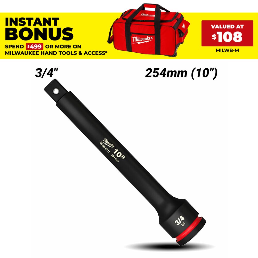 Milwaukee 49666711 SHOCKWAVE 3/4" Drive 254mm (10") Impact Socket Extension