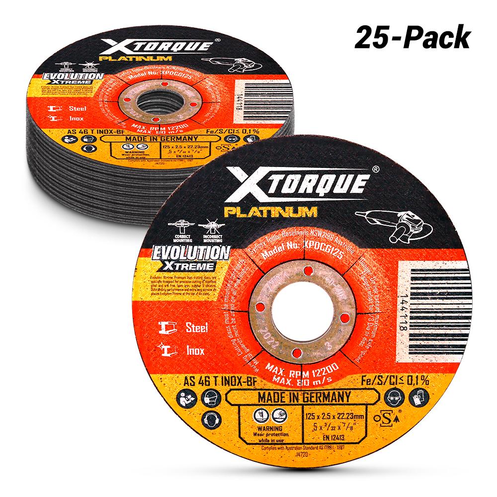 Xtorque XPDCG125-25 Platinum 25-Pack 125mm (5") 2.5mm Depressed Centre Premium Inox Cut & Grind Disc