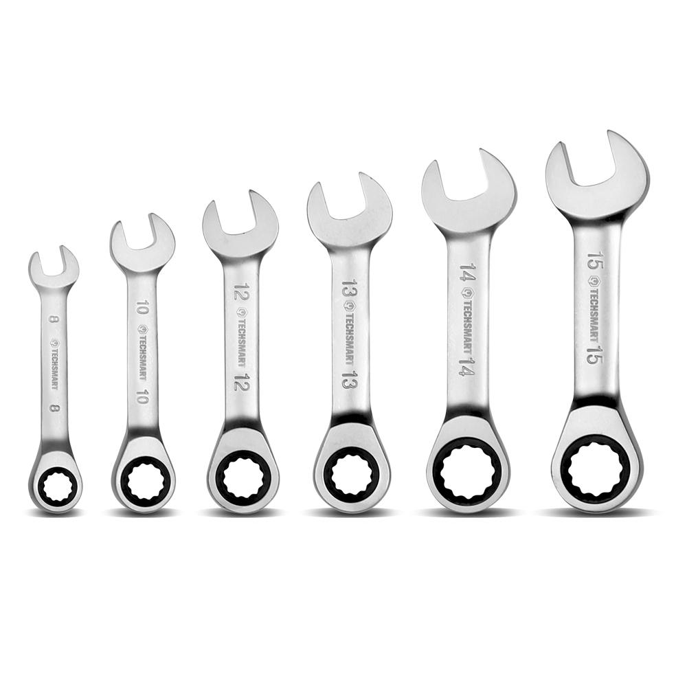 Techsmart T7RS 7 Piece Metric Stubby Ratchet Spanner Set