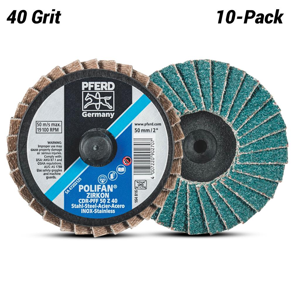 PFERD 47202125 10-pack 50mm (2") 40 Grit CombiDisc Polyfan Zirconia Alumina Z Flap Disc