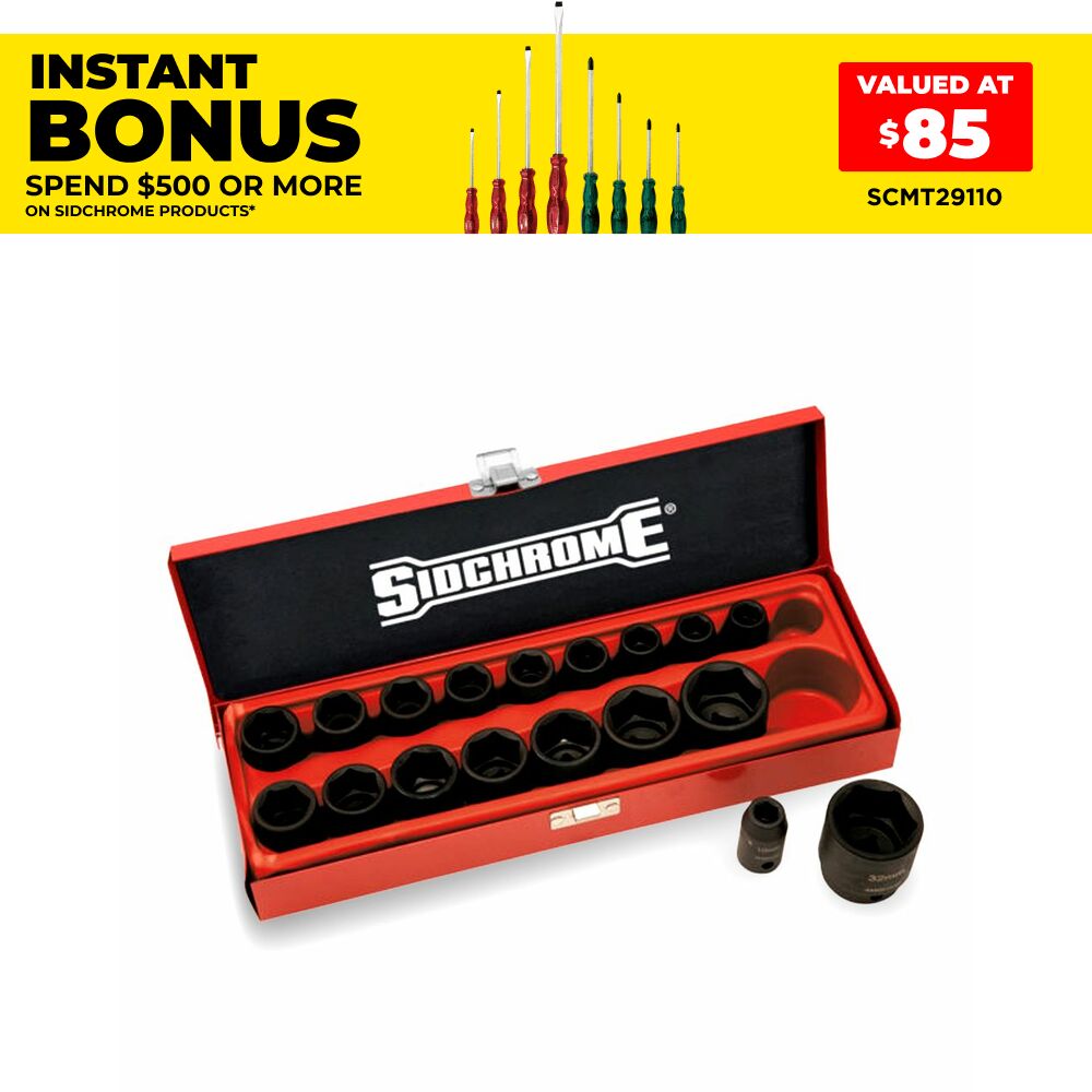 Sidchrome XS418M 18pce 1/2" Drive Metric Impact Socket Set