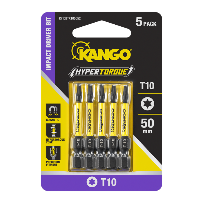 Kango 50mm TX10 HYPERTORQUE Impact Driver Bit - 5 Pack