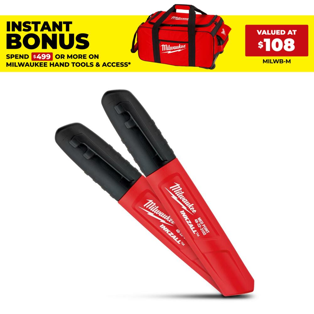 Milwaukee 48223102 INKZALL™ Black Medium Point Marker - 2 Pack