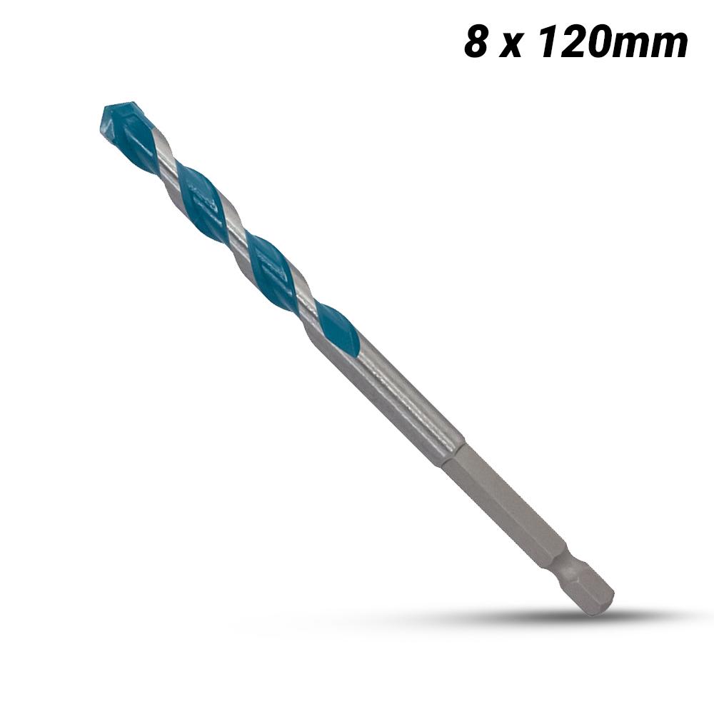 Makita E-15045 8 x 120mm 1/4” Hex Shank Multi-Material TCT Drill Bit