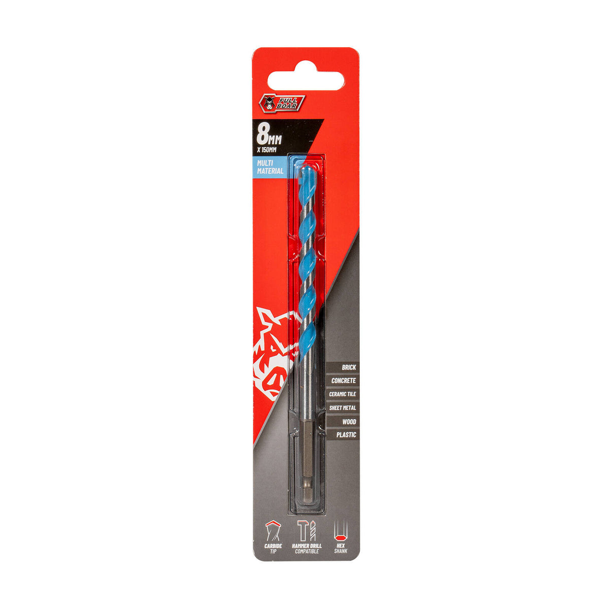 Full Boar 8 x 150mm Multi-Material Drill Bit FMMD-8150H