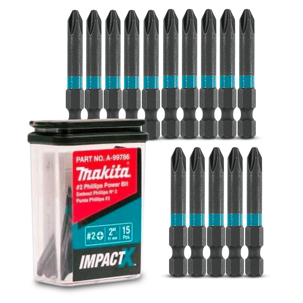 Makita A-99786 15-Pack 50mm x PH2 F-Top Impact Driver Bit