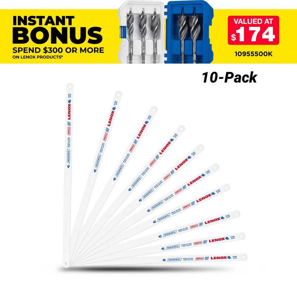 Lenox 20145V224HE 10-Pack 300 x 13mm 24TPI Hacksaw Blade