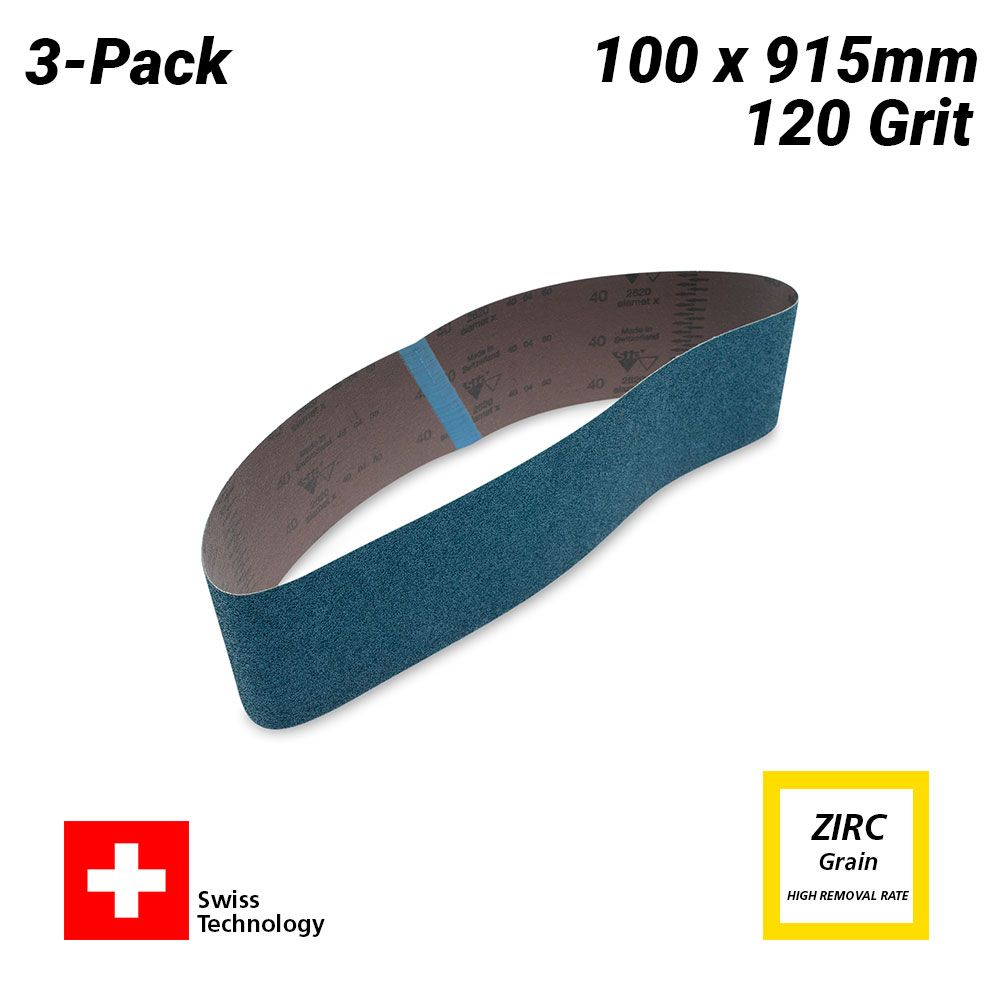Sia Abrasives F03E02DD15 3pce 100mm x 915mm P120 Abrasive Belt