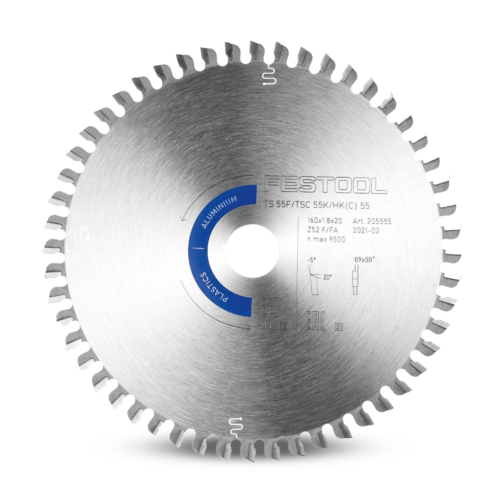 Festool 205555 (HW 160x1.8x20 F/FA52) 160mm x 1.8mm x 20mm 52T Aluminium Saw Blade