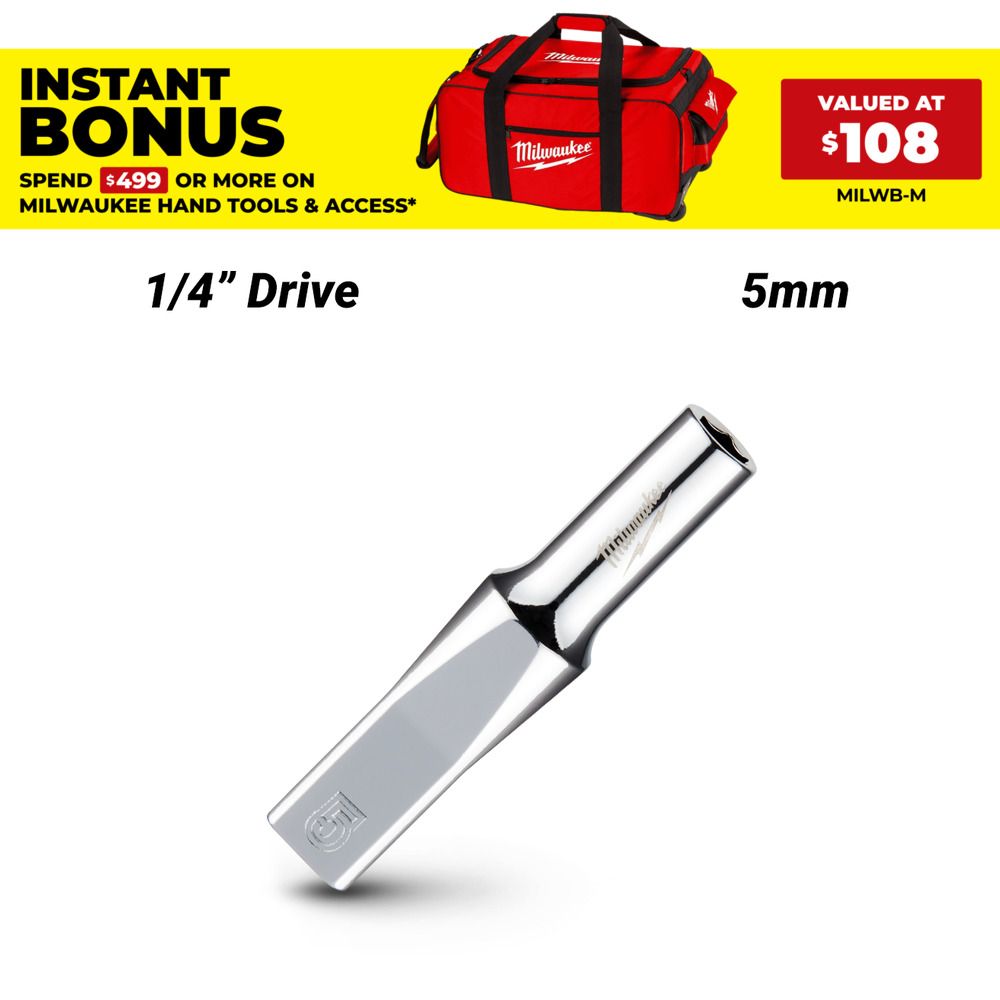 Milwaukee 45349042 1/4’’ Drive 5mm Metric 6-Point Deep Socket