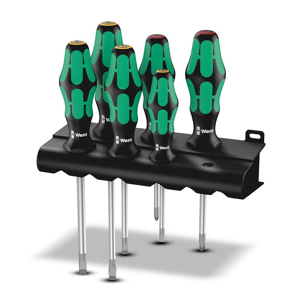 Wera WER105650 6pce Kraftform Plus Slotted / Phillips Screwdriver Set with Rack