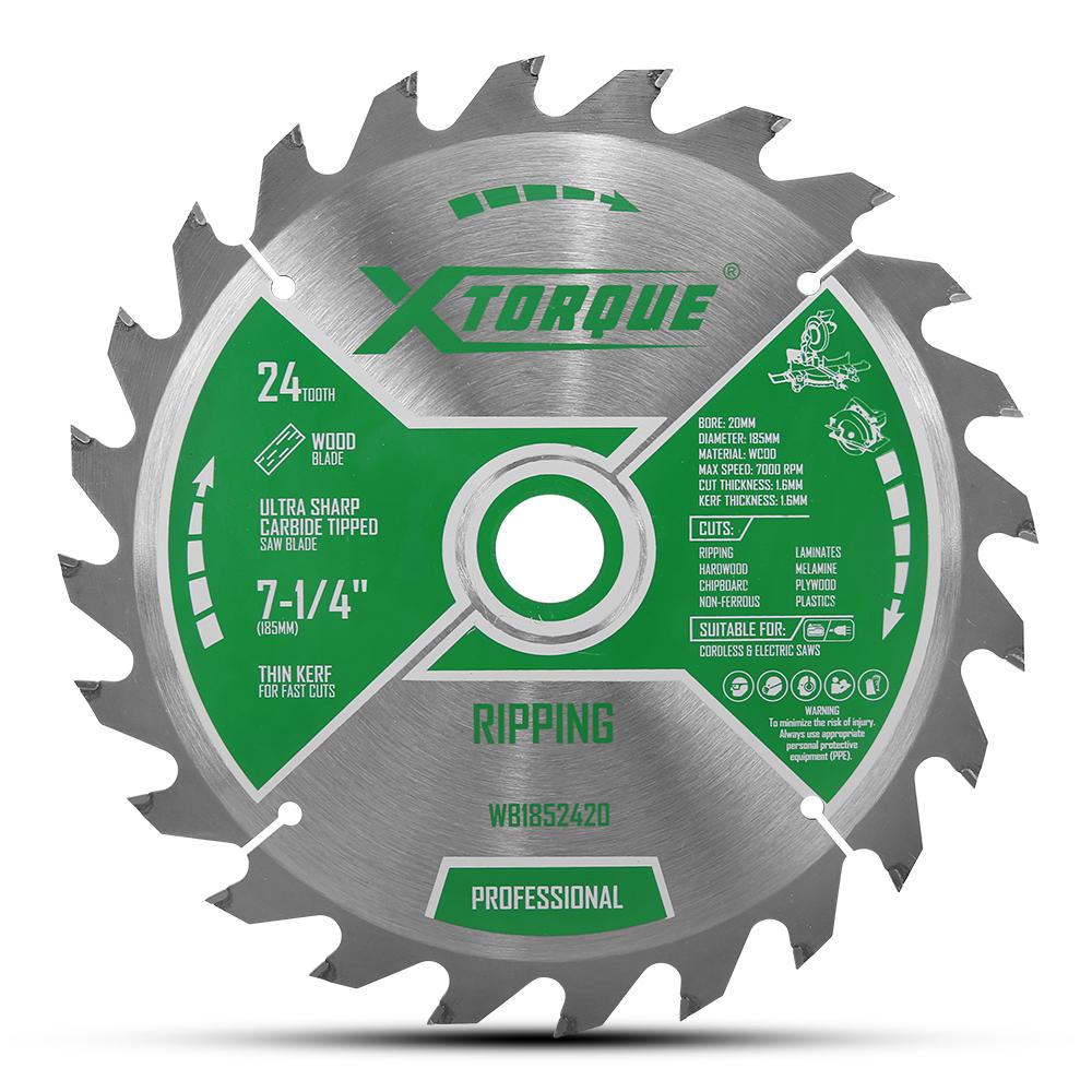 Xtorque WB1852420 Single 185mm (7-1/4") 24-Tooth Wood Ripping Carbide Tipped Saw Blade
