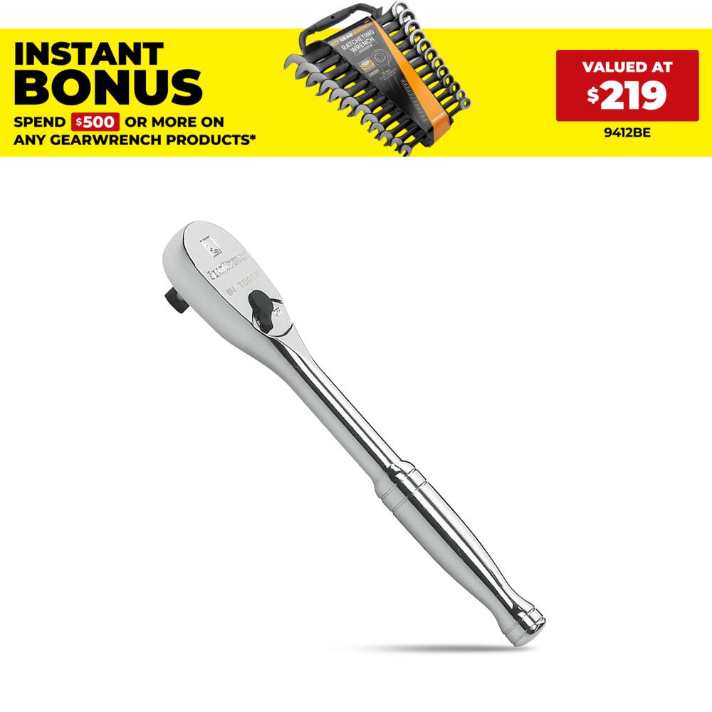 GEARWRENCH 81011T 1/4" Drive Full Polish Teardrop 84 Tooth Ratchet