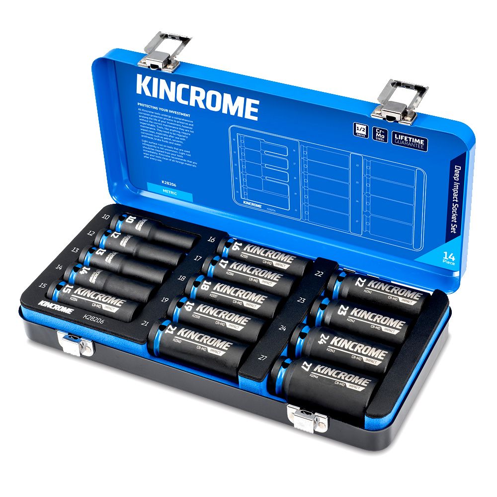 Kincrome K28206 14pce 1/2" Drive - Deep Impact Socket Set - Metric