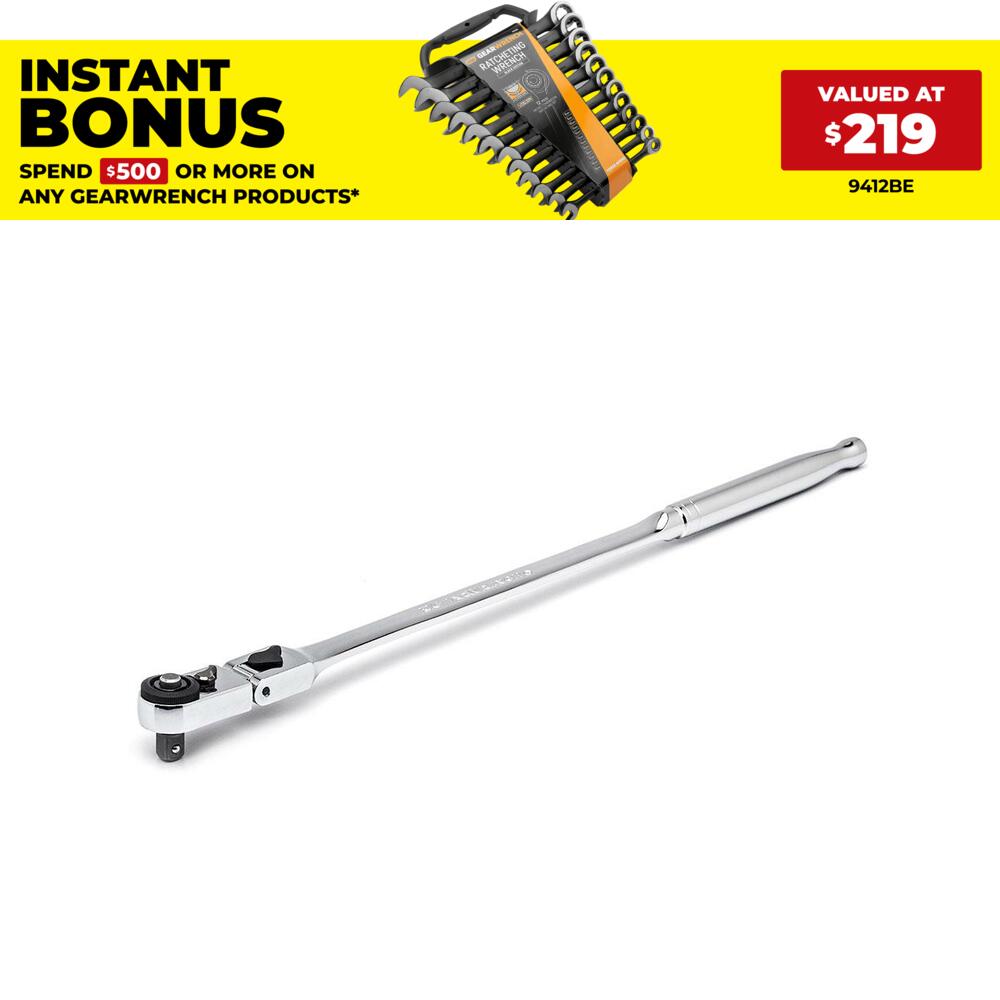 GEARWRENCH 81030 1/4" Drive 72 Tooth Quick Release Locking Flex Slim Head Ratchet 12"