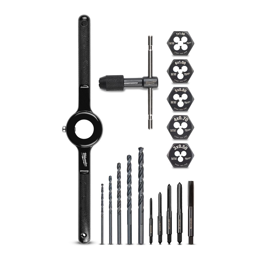 Milwaukee 49225655 17pce Metric High Carbon Steel Tap and Die Set