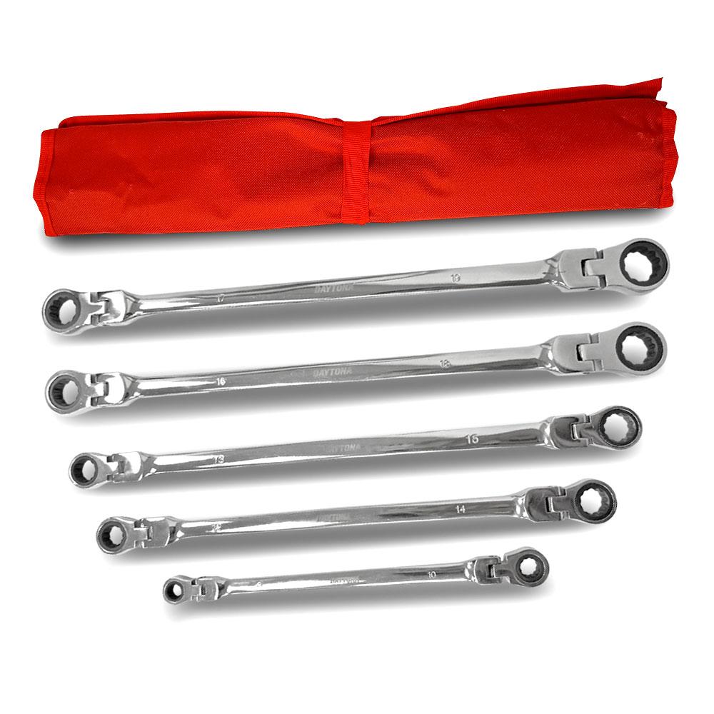 Daytona D5MFRRS 5pce Extra Long Metric Flexible Ratcheting End Ring Spanner Set