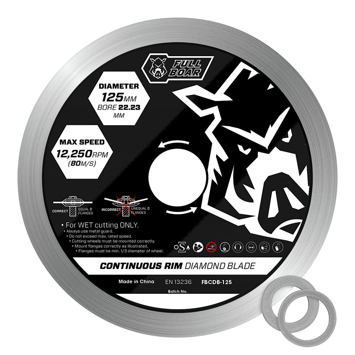 Full Boar 125mm Continuous Rim Diamond Blade