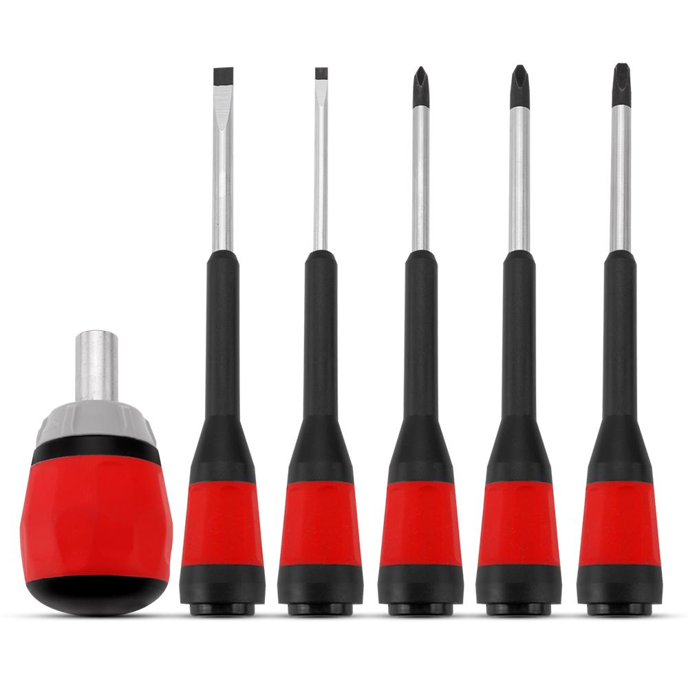 Daytona D5I1RS 5-in-1 Interchangeable Multi Bit Ratcheting Ball Grip Screwdriver Set
