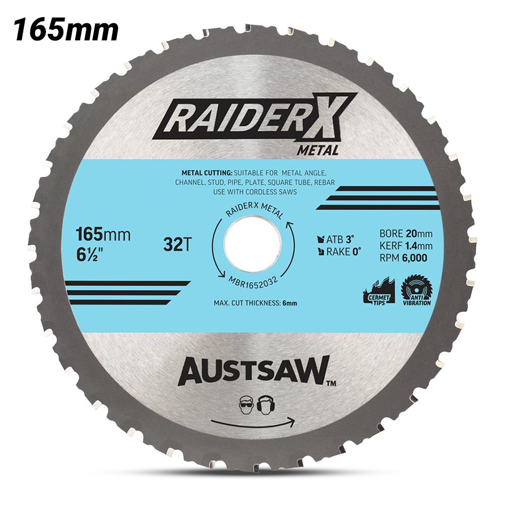 Austsaw MBR1652032 165mm (6-1/2") x 20mm x 32T RaiderX Metal Blade