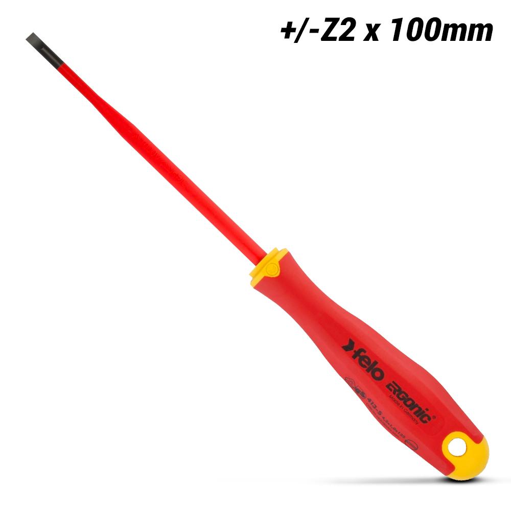 Felo 41729390 +/-Z2 x 100mm Phillips/Slotted 1000V Ergonic Eslim Screwdriver