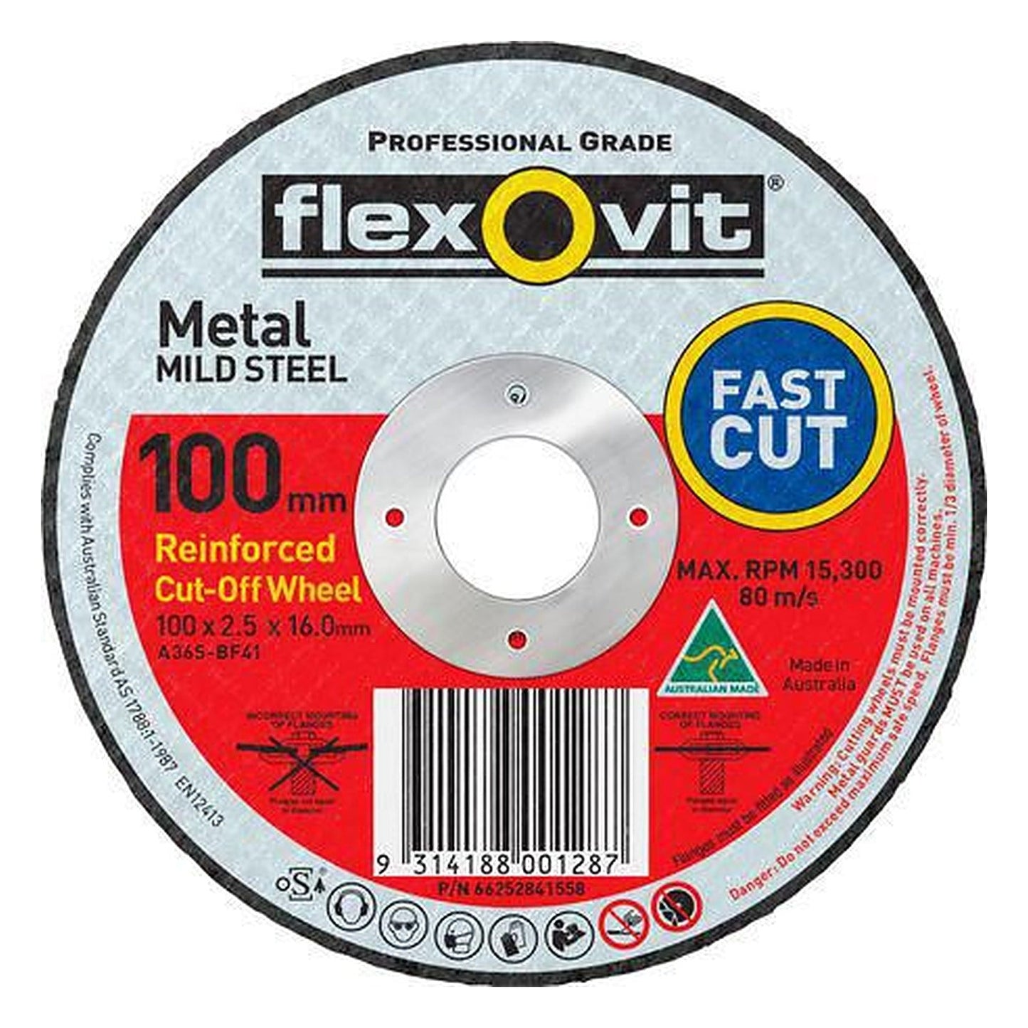 Flexovit Reinforced Metal Cut-Off Wheel 100mm 66252841558