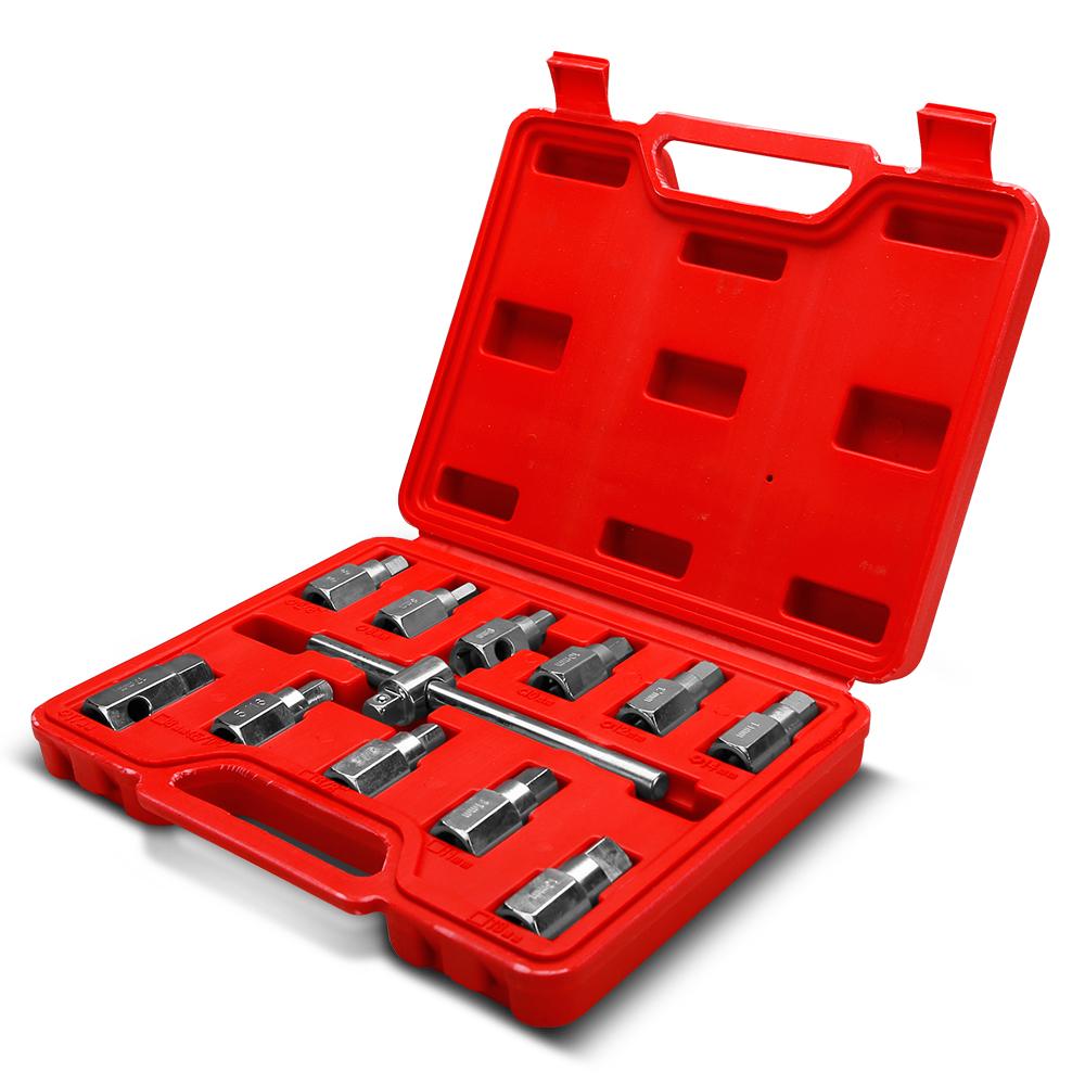 Daytona DSUMP 12pce 3/8" Oil Drain Sump Plug Key 8-17mm Socket Set