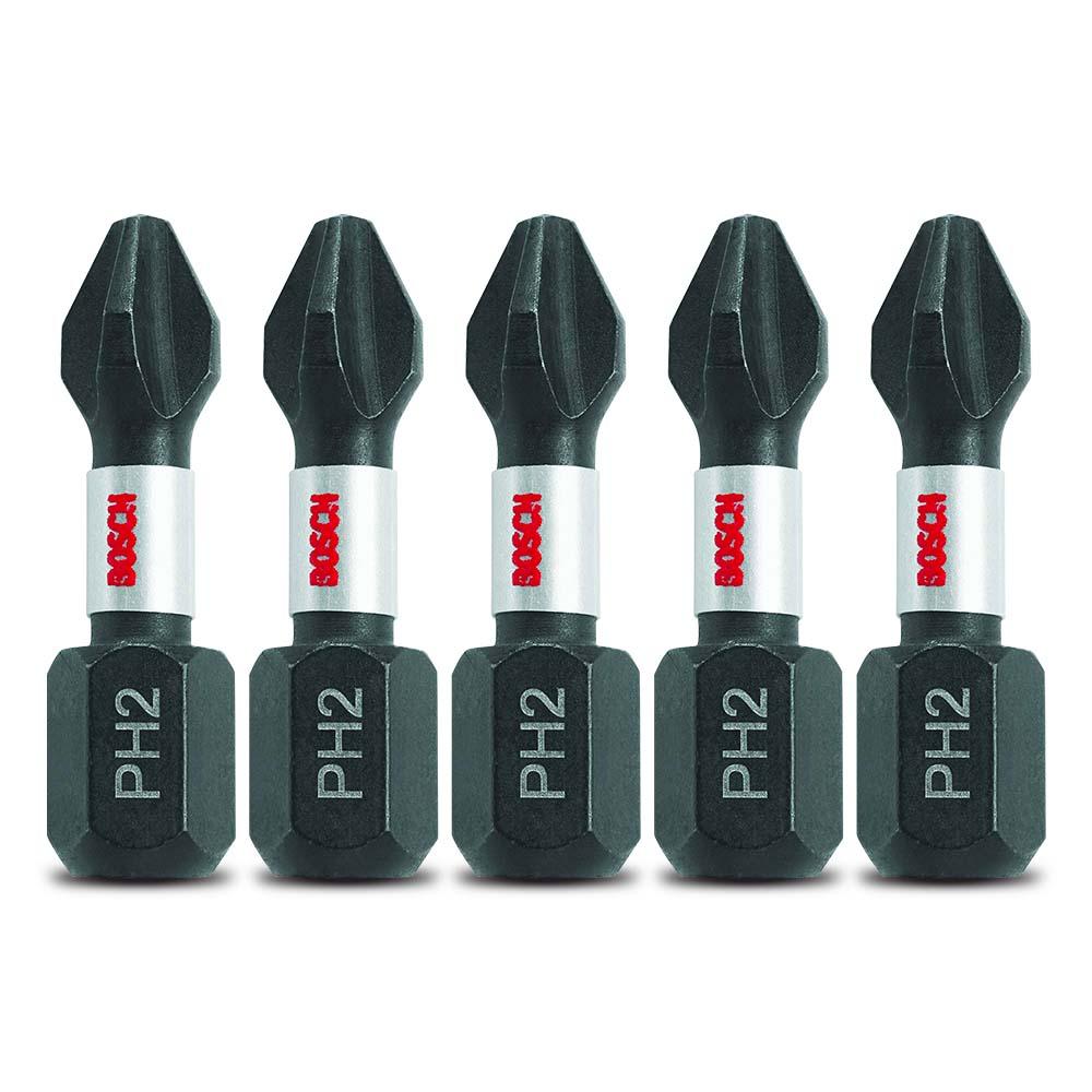 Bosch ITPH2105 (2.610.039.539) 5-Pack Impact Tough 1/4" 25mm PH2 Phillips Insert Screwdriver Bit
