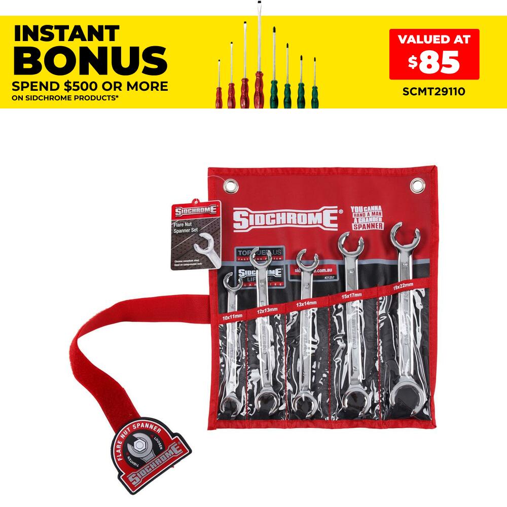 Sidchrome SCMT21257 5pce Metric Flare Nut Spanner Set