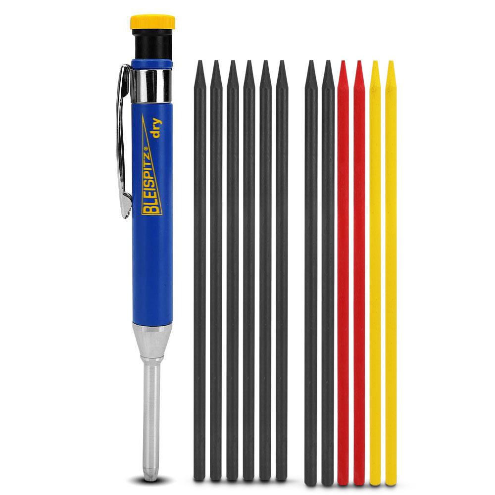 Bleispitz 13621416 Metal Dry Profi Deep Hole Marker with Mixed Refills - MADE IN EUROPE