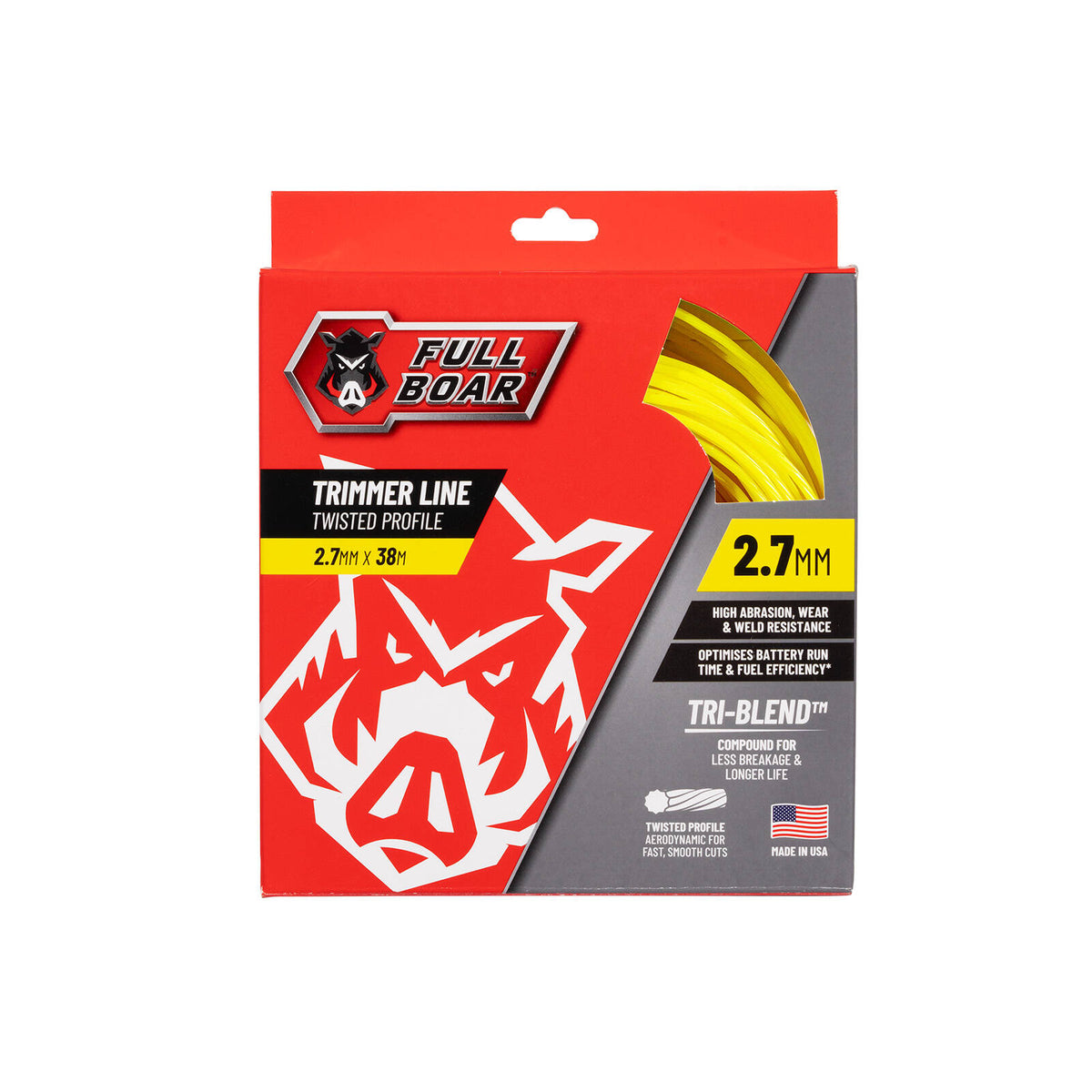 Full Boar 2.7mm x 38m Twisted Profile Trimmer Line FBTLT-2738